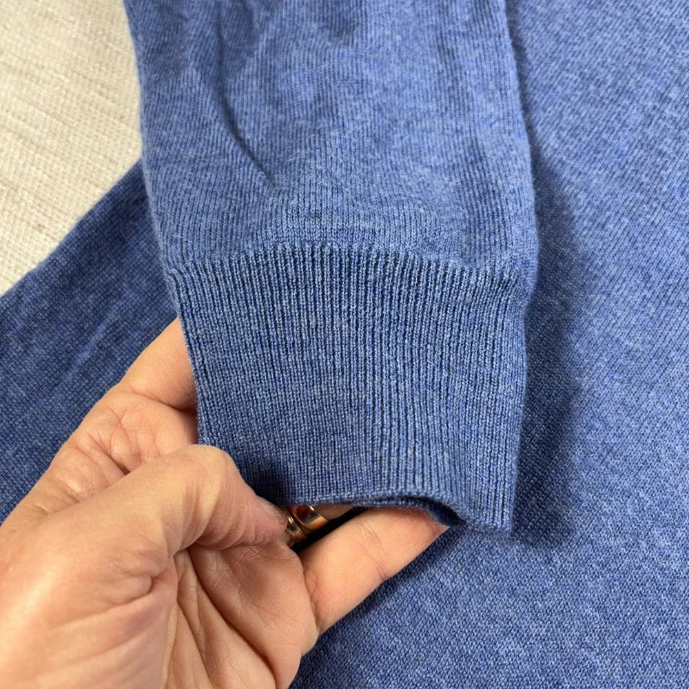 JOS A BANK TRAVELER 100% MERINO WOOL 1/4 ZIP SWEATER 2XL TALL BLUE‎ Classic